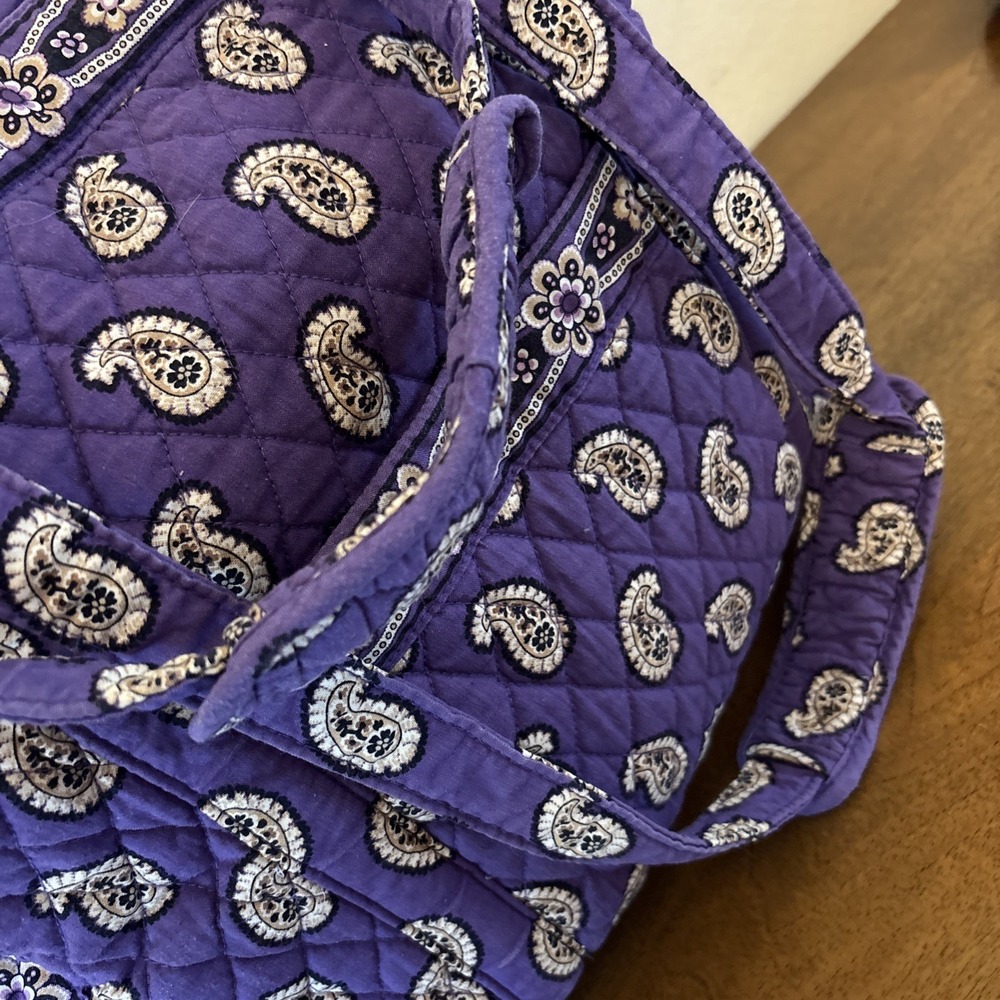 Vera Bradley Tote Bag Purple Paisley Print Large Cotton Tote 20" X 15" X 8" - Picture 5 of 11